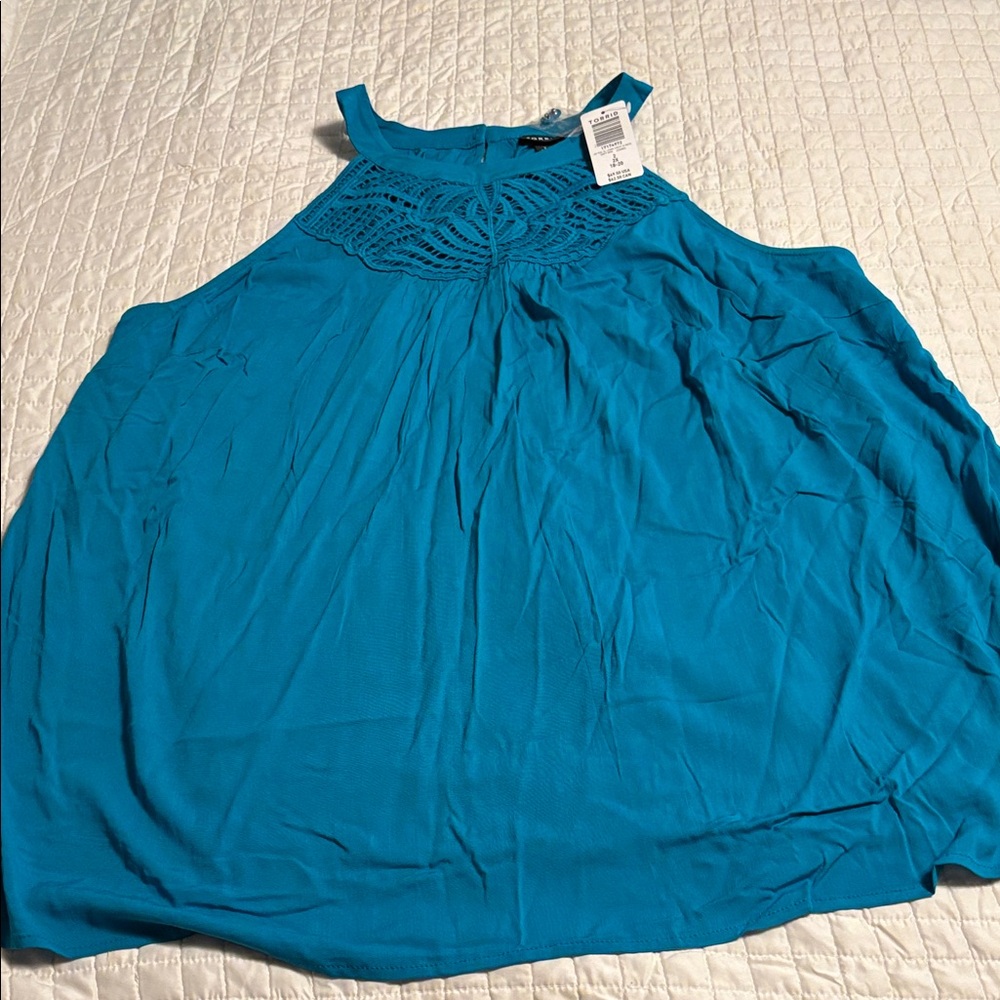 Torrid Blue Crochet Detail Sleeveless Top Size 2